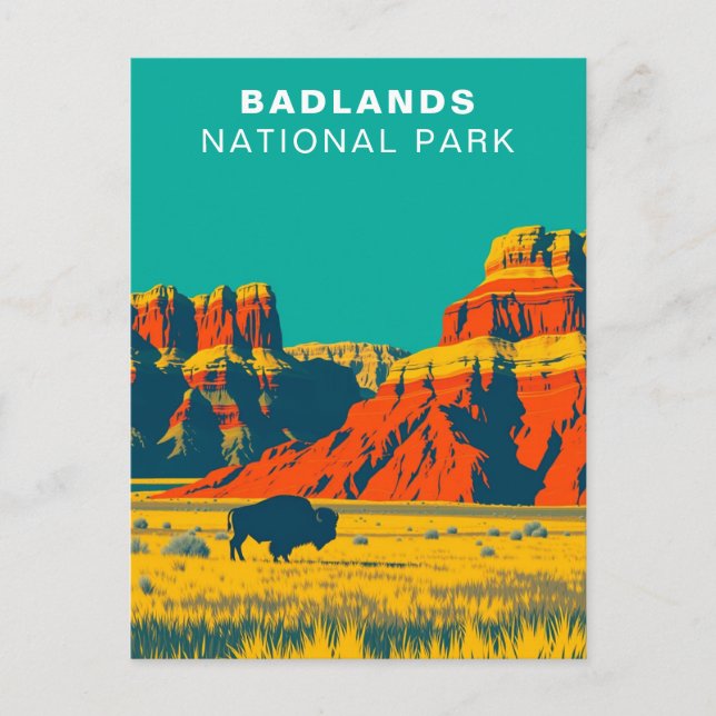 Cartão Postal Parque Nacional Badlands South Dakota Viagem Vinta (Frente)
