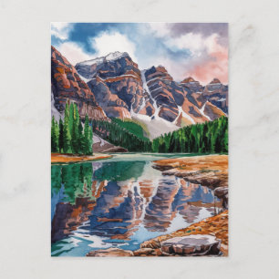 Cartão Postal Parque Nacional Banff Canadá Pintura em Aquarela