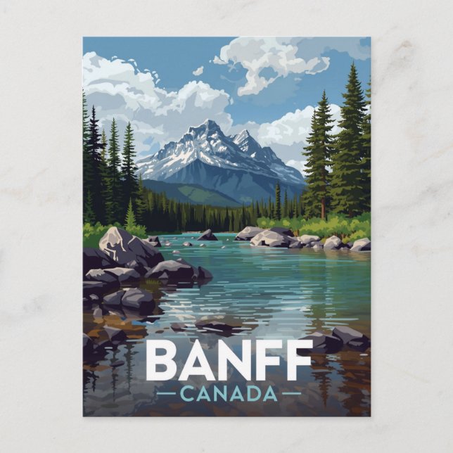 Cartão Postal Parque Nacional Banff Vista da Montanha Rio (Frente)