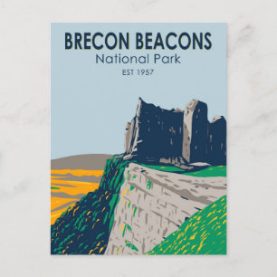 Cartão Postal Parque Nacional Brecon Beacons País de Gales Vinta