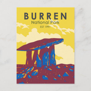 Cartão Postal Parque Nacional Burren Irlanda Viagem Arte Vintage