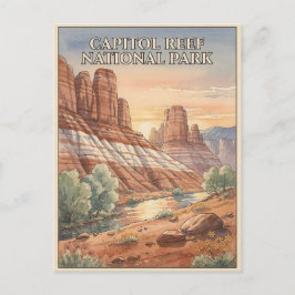 Cartão Postal Parque Nacional Capitol Reef Aquarela Viagem