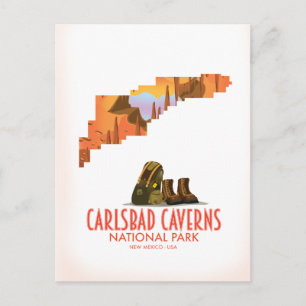 Cartão Postal parque nacional cavernas de carlsbad mapa novo méx