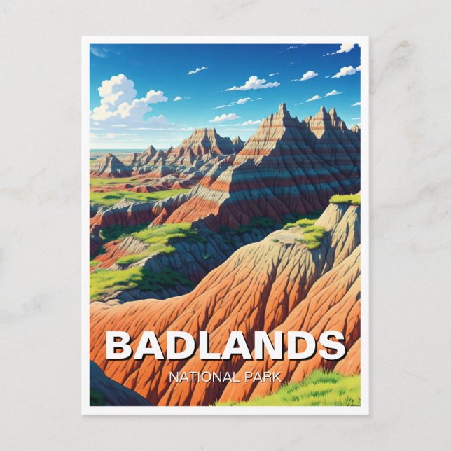 Cartão Postal Parque Nacional das Badlands Souvenir (Frente)