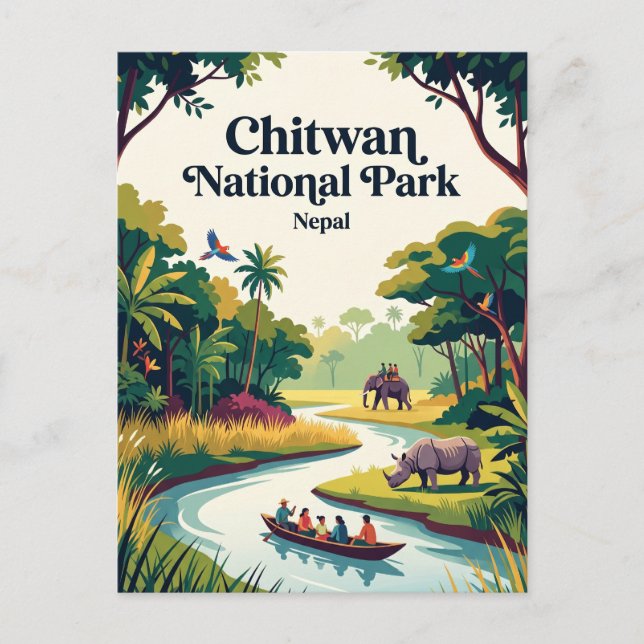 Cartão Postal Parque Nacional de Chitwan Nepal (Frente)