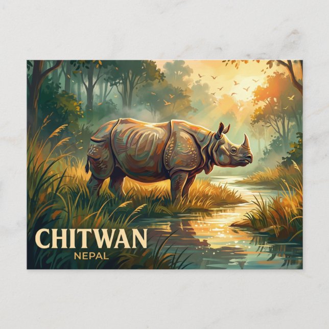 Cartão Postal Parque Nacional de Chitwan Nepal (Frente)