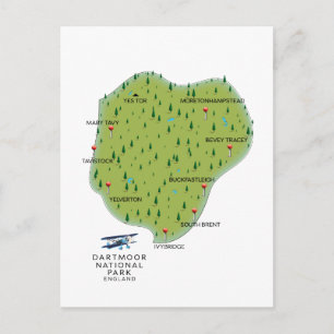 Cartão Postal Parque nacional de Dartmoor mapa Inglaterra