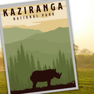 Cartão Postal Parque Nacional de Kaziranga Safari Viagens Índia