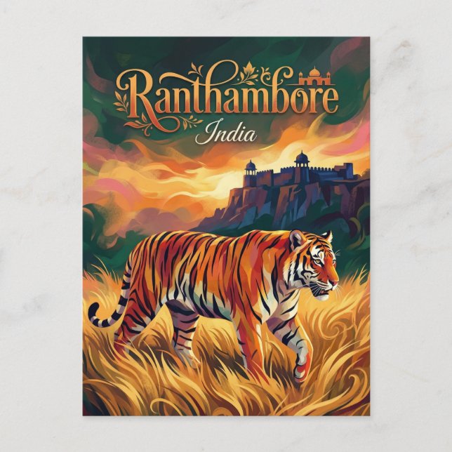 Cartão Postal Parque Nacional de Ranthambore Índia (Frente)