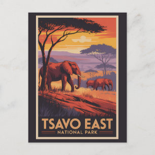 Cartão Postal Parque Nacional de Tsavo East Quênia Ilustração Vi