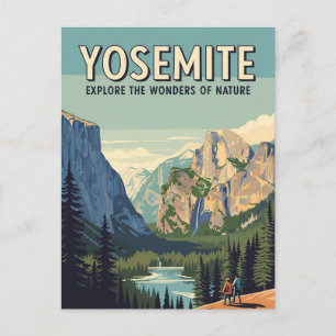 Cartão Postal Parque Nacional de Vintage Yosemite, a meio do dom