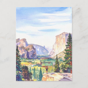 Cartão Postal Parque Nacional de Yosemite, em aquarela