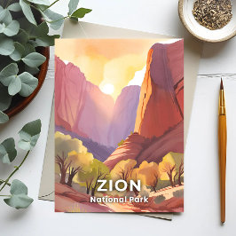 Cartão Postal Parque Nacional de Zion | Aquarela de Viagem