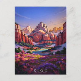 Cartão Postal Parque Nacional de Zion Canyon Vermelho