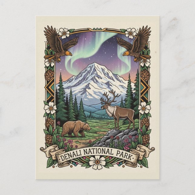 Cartão Postal Parque Nacional Denali Alasca (Frente)