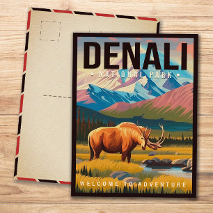 Cartão Postal Parque Nacional Denali Alaska - Paisagem de Montan