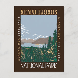 Cartão Postal Parque Nacional do Kenai Fjords Alaska Retro Diste