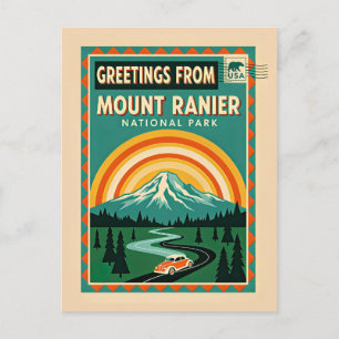Cartão Postal Parque Nacional do Monte Rainier Retro
