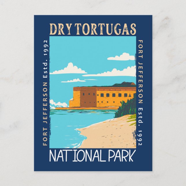 Cartão Postal Parque Nacional Dry Tortugas Flórida Forte Jeffers (Frente)
