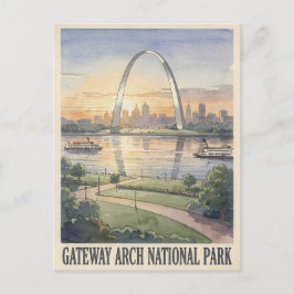 Cartão Postal Parque Nacional Gateway Arch Aquarela Viagem
