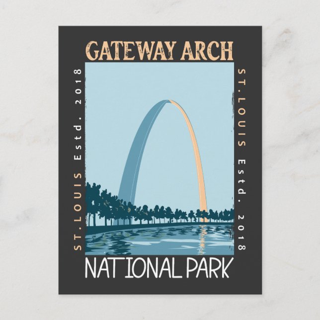 Cartão Postal Parque Nacional Gateway Arch Desgastado (Frente)