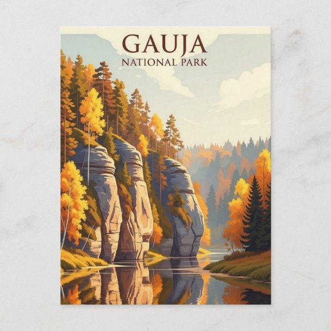Cartão Postal Parque Nacional Gauja Letônia Viagem (Frente)