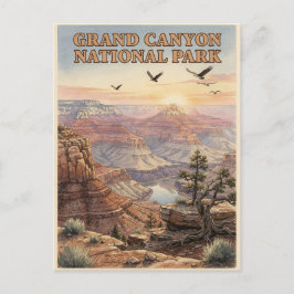 Cartão Postal Parque Nacional Grand Canyon Arizona Aquarela