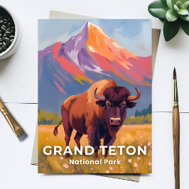Cartão Postal Parque Nacional Grand Teton | Arte de Viagem de Bi