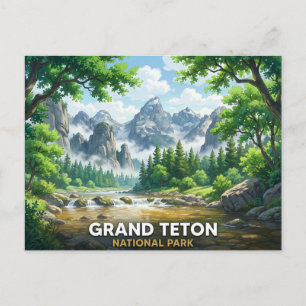 Cartão Postal Parque Nacional Grand Teton Paisagem de Animes
