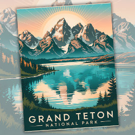 Cartão Postal Parque Nacional Grand Teton Vintage Viagem WPA 195