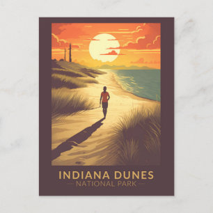 Cartão Postal Parque Nacional Indiana Dunes Arte de Viagem Vinta