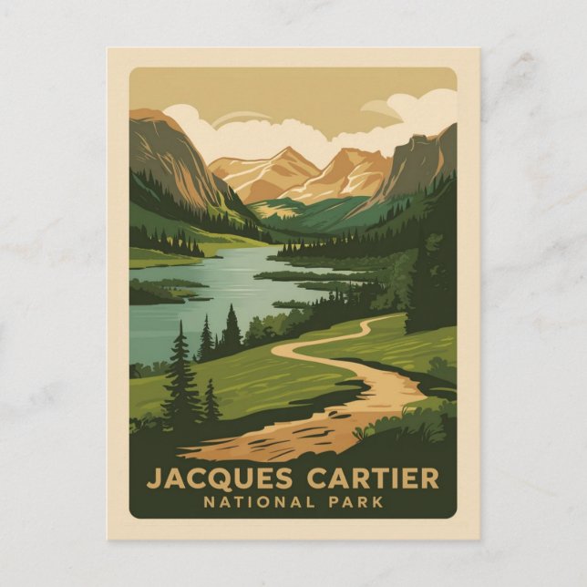 Cartão Postal Parque Nacional Jacques Cartier, estilo retrô (Frente)