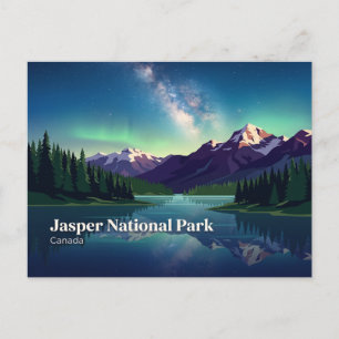 Cartão Postal Parque Nacional Jasper à Noite Canadá