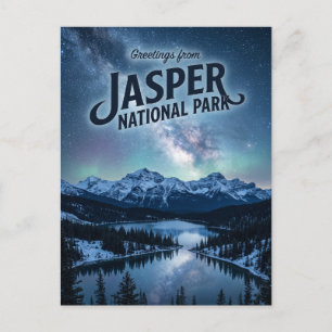Cartão Postal Parque Nacional Jasper à Noite Canadá