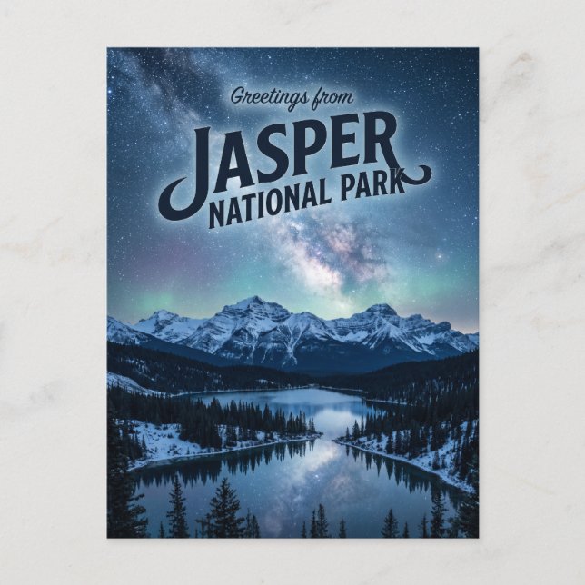 Cartão Postal Parque Nacional Jasper à Noite Canadá (Frente)