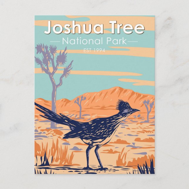Cartão Postal Parque Nacional Joshua Tree Roadrunner Vintage (Frente)