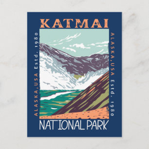 Cartão Postal Parque Nacional Katmai Alasca Vintage Desgastado