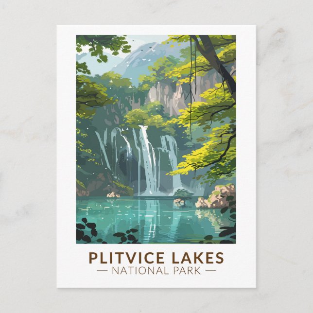 Cartão Postal Parque Nacional Lagos de Plitvice Arte de Viagem V (Frente)