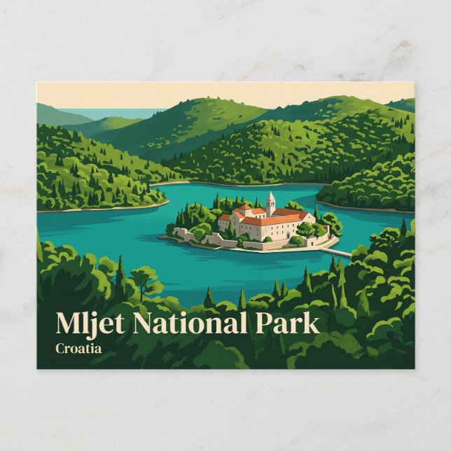 Cartão Postal Parque Nacional Mljet Croácia (Frente)