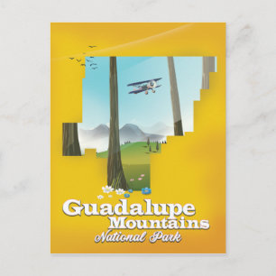 Cartão Postal Parque nacional montanhas Guadalupe, mapa do Texas