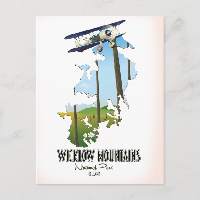 Cartão Postal parque nacional montanhas wicklow irlanda mapa (Frente)