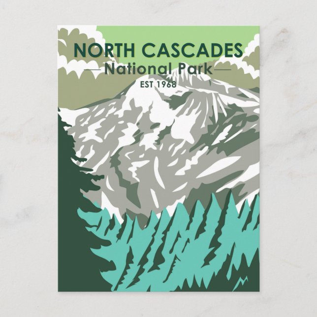 Cartão Postal Parque Nacional North Cascades Goode Mountain Retr (Frente)
