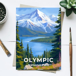Cartão Postal Parque Nacional Olímpico | Pintura de Viagem em Wa