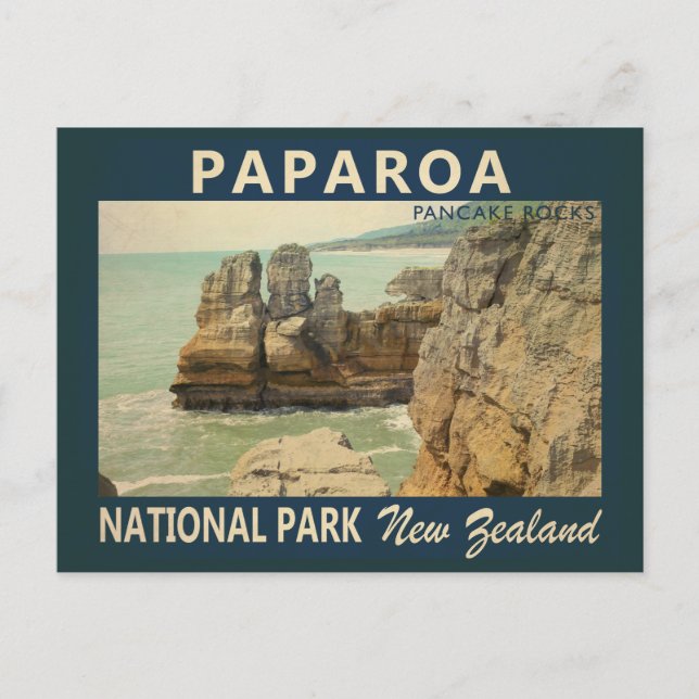 Cartão Postal Parque Nacional Paparoa, Nova Zelândia Vintage (Frente)