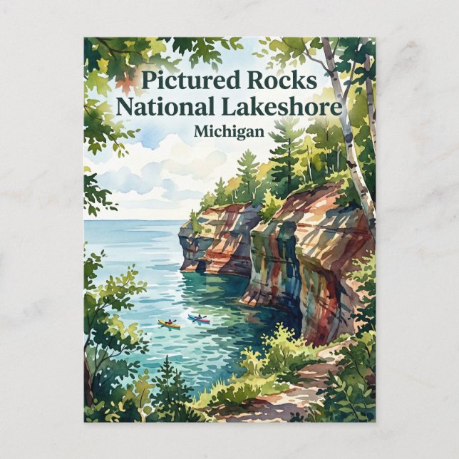 Cartão Postal Parque Nacional Pictured Rocks Michigan (Frente)