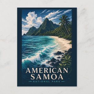 Cartão Postal Parque Nacional Samoa Americana Modern Woodblock