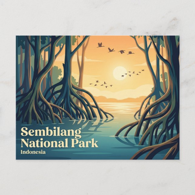 Cartão Postal Parque Nacional Sembilang Indonésia (Frente)