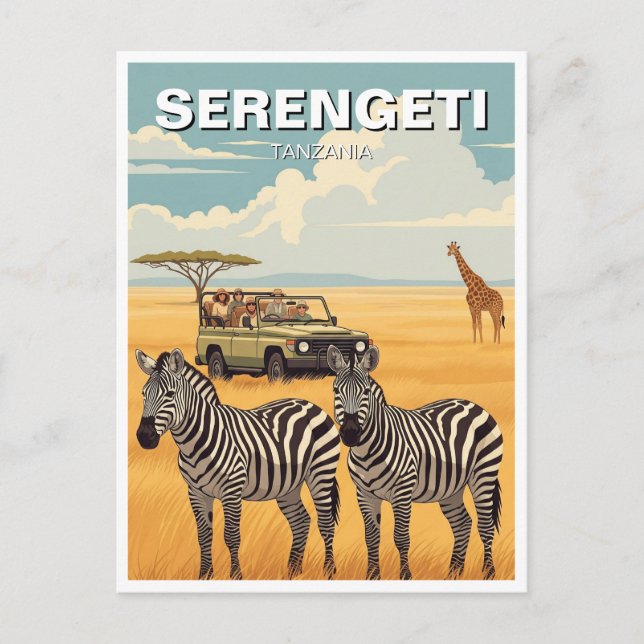 Cartão Postal Parque Nacional Serengeti Tanzânia Zebras (Frente)