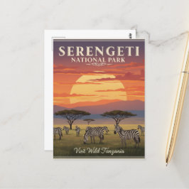Cartão Postal Parque Nacional Serengeti Zebra Viagem Art Vintage