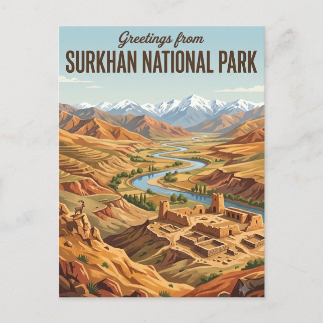 Cartão Postal Parque Nacional Surkhan Uzbequistão (Frente)